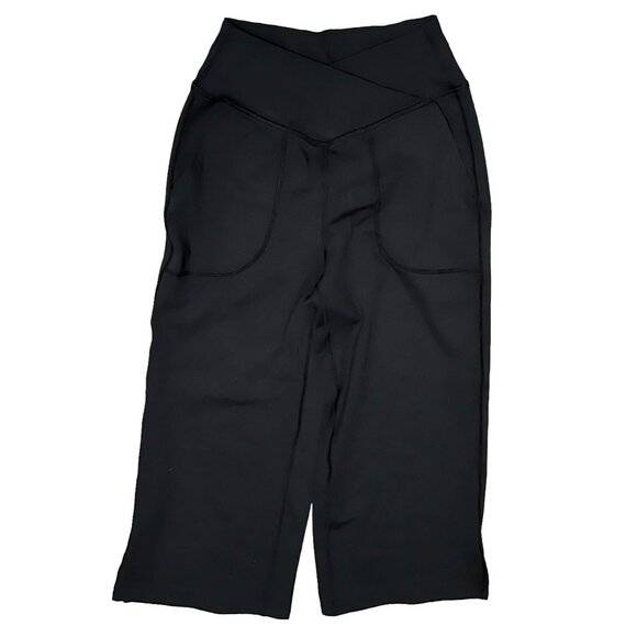 Halara Crossover Pocket Split Hem Yoga Pants Plus Sz 2XL Black Wide Leg Yoga Pan - Picture 9 of 9